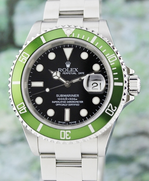 (image for) UNWORN ROLEX OYSTER PERPETUAL DATE "FLAT 4" / "KERMIT" SUBMARINER / 16610LV
